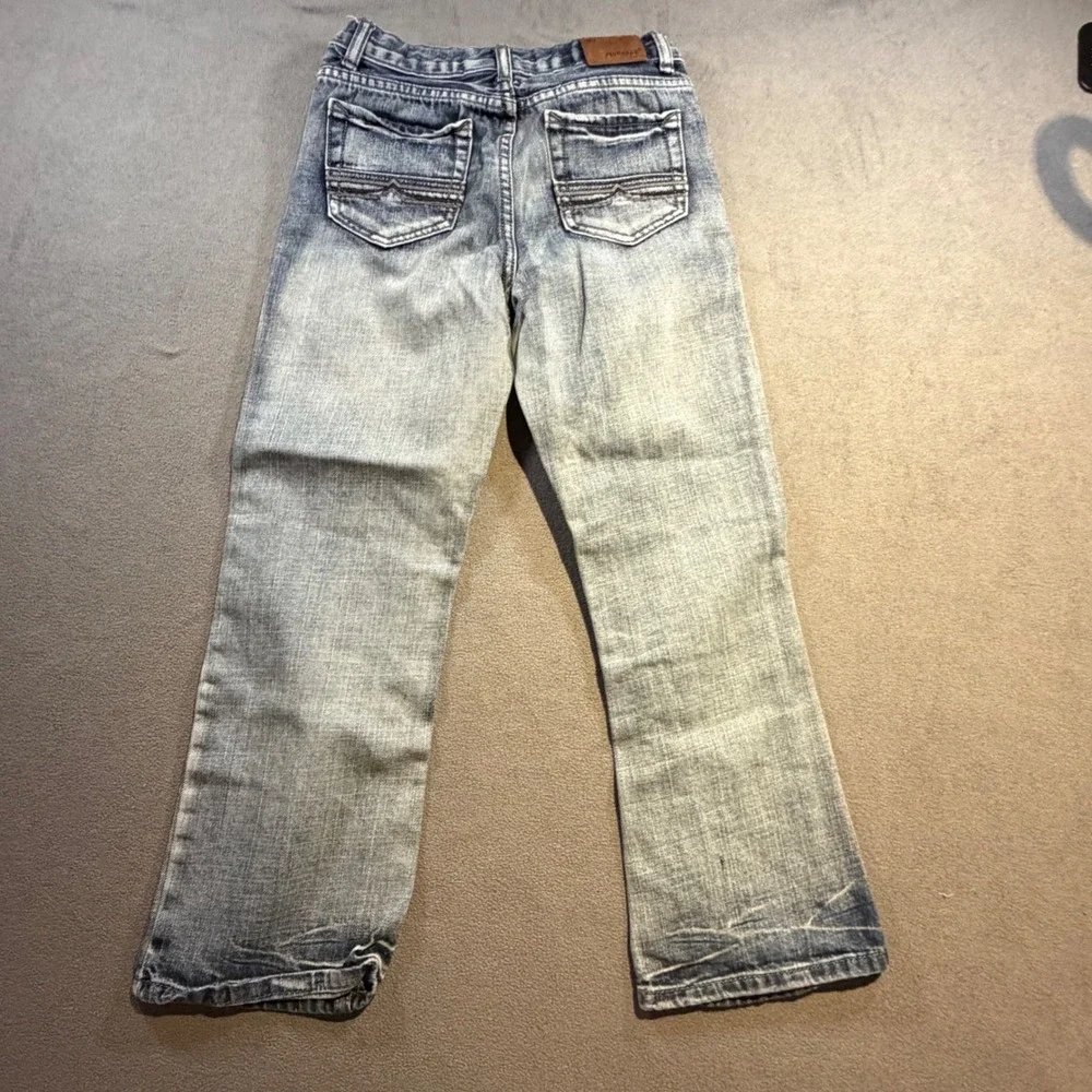 Flypaper Boys Bootcut Jeans Light Wash Denim Size 7X Faded Whiskered Classic